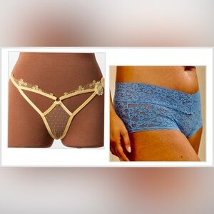Chic Lace Panty Set - Yellow and Blue